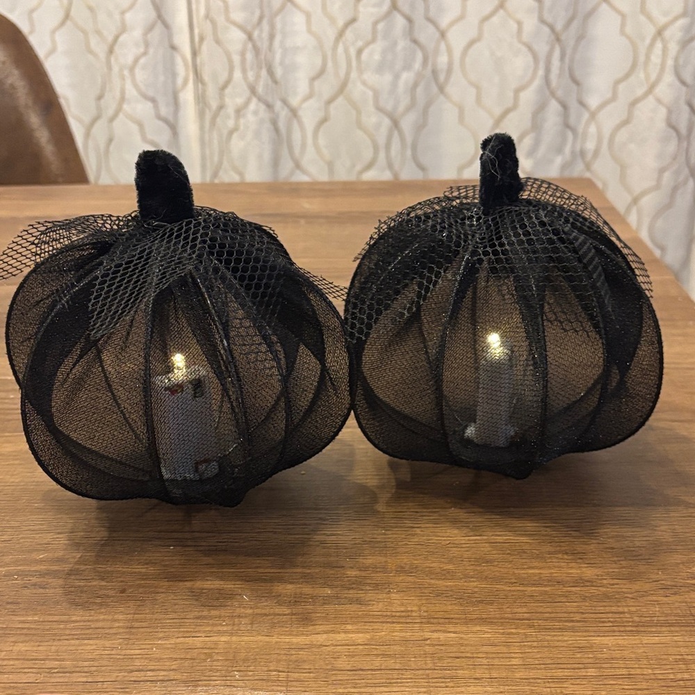 Black Mesh Pumpkin electric Candles